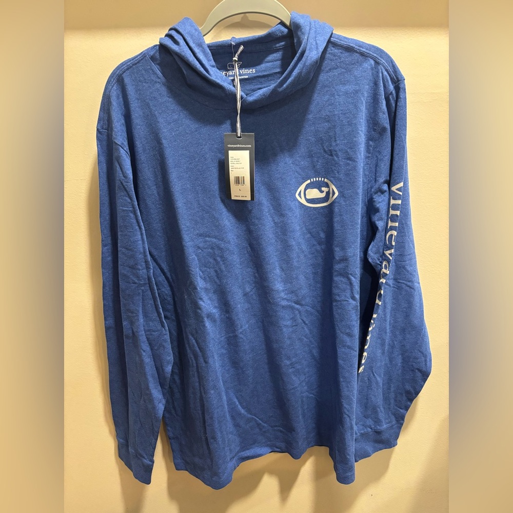 Vineyard Vines football design Blue Pullover